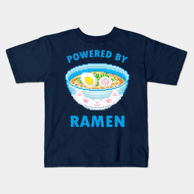 Powered by ramen - noodle japanese food Kids T-Shirt by papillon